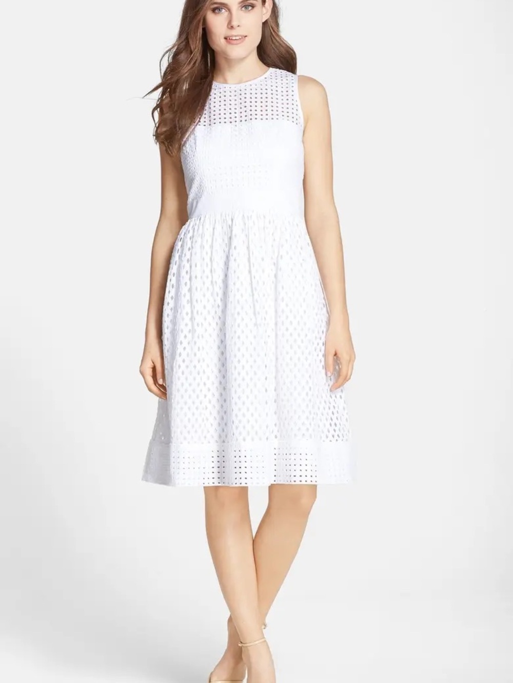 Eliza J White Eyelet Fit & Flare Dress – Women’s Size 6